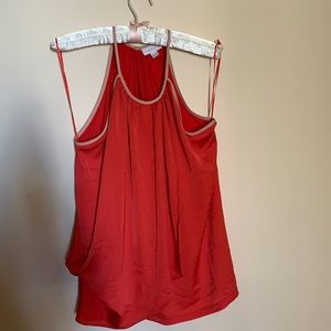 Coral halter neck drape front top